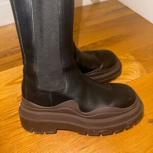 Bottega Veneta Black and Brown Combat Boots